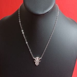 Hamsa Hand OF Fatima‎ Filigree Pendant Necklace  925 Sterling Silver
